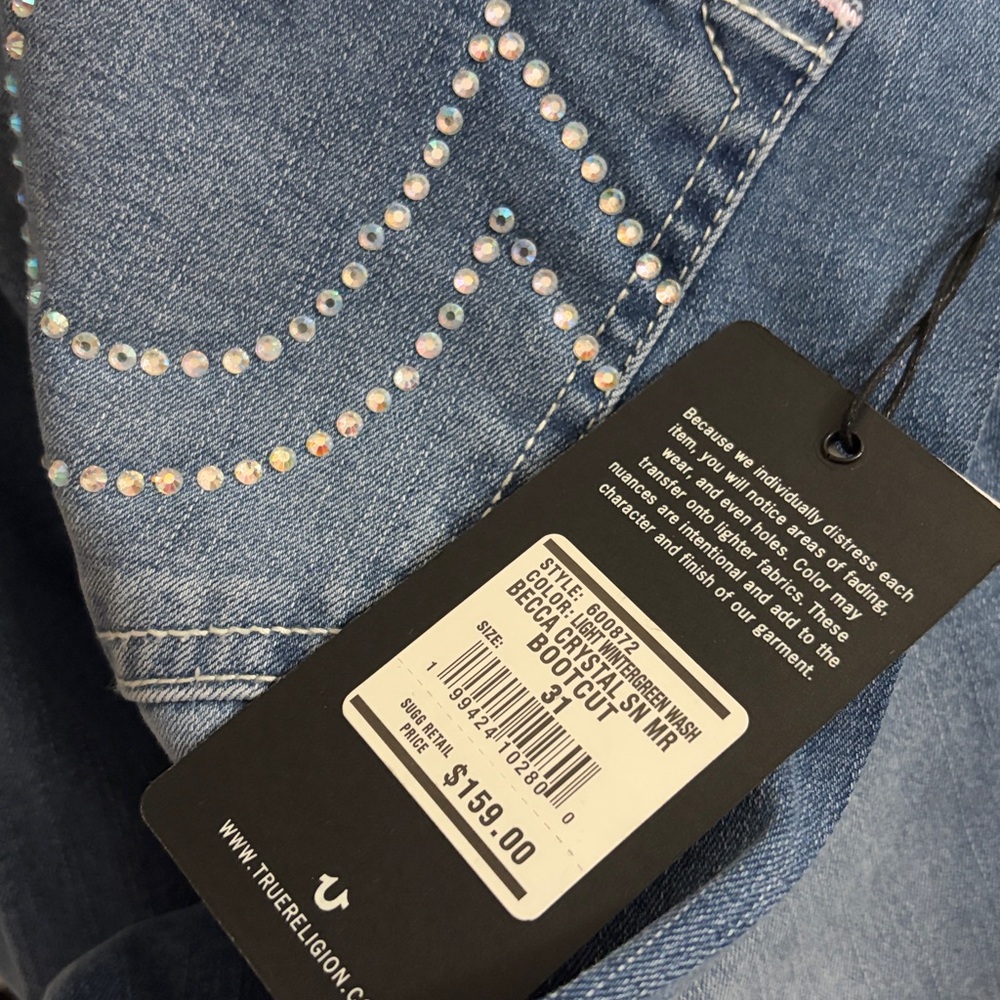 True Religion Becca Crystal Mid rise Bootcut Jeans New Light Bootcut 31 - Picture 4 of 4